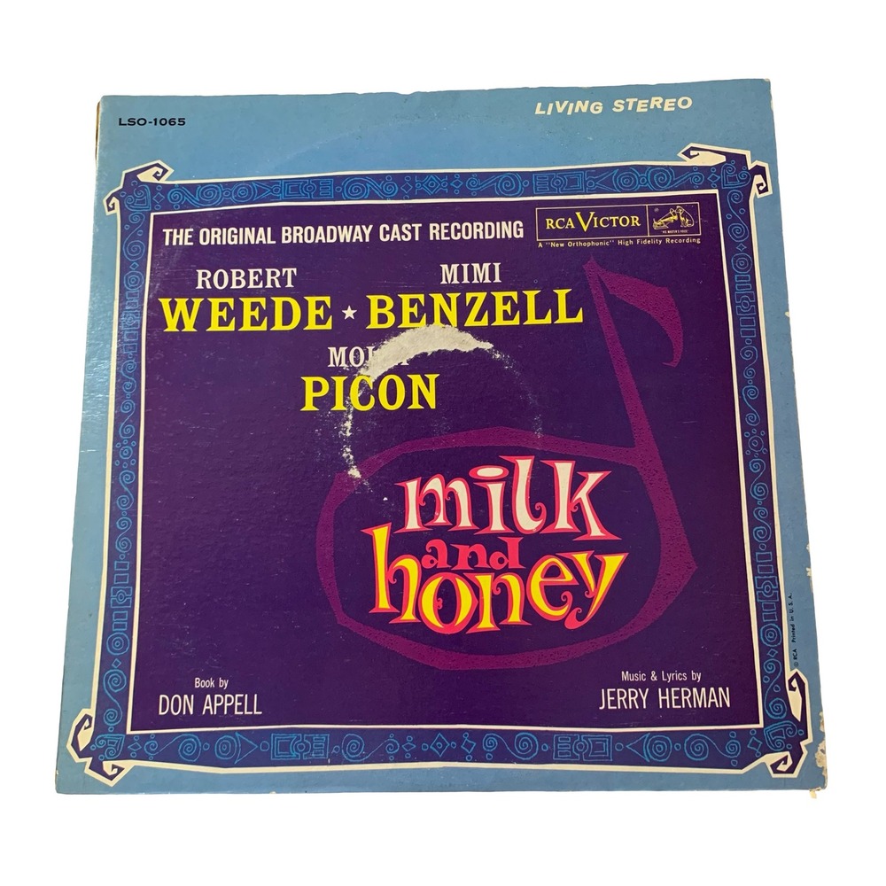 Milk and Honey Original Broadway Cast Vinyl LP RCA Victor LSO-1065 Jerry Herman